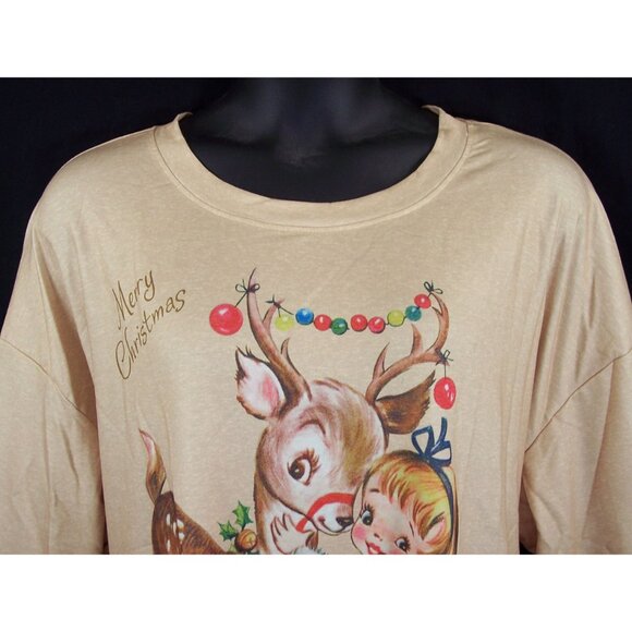 NEW Christmas Reindeer 4X Top Long Sleeve Holiday-Measures to be a 3X - Picture 7 of 13